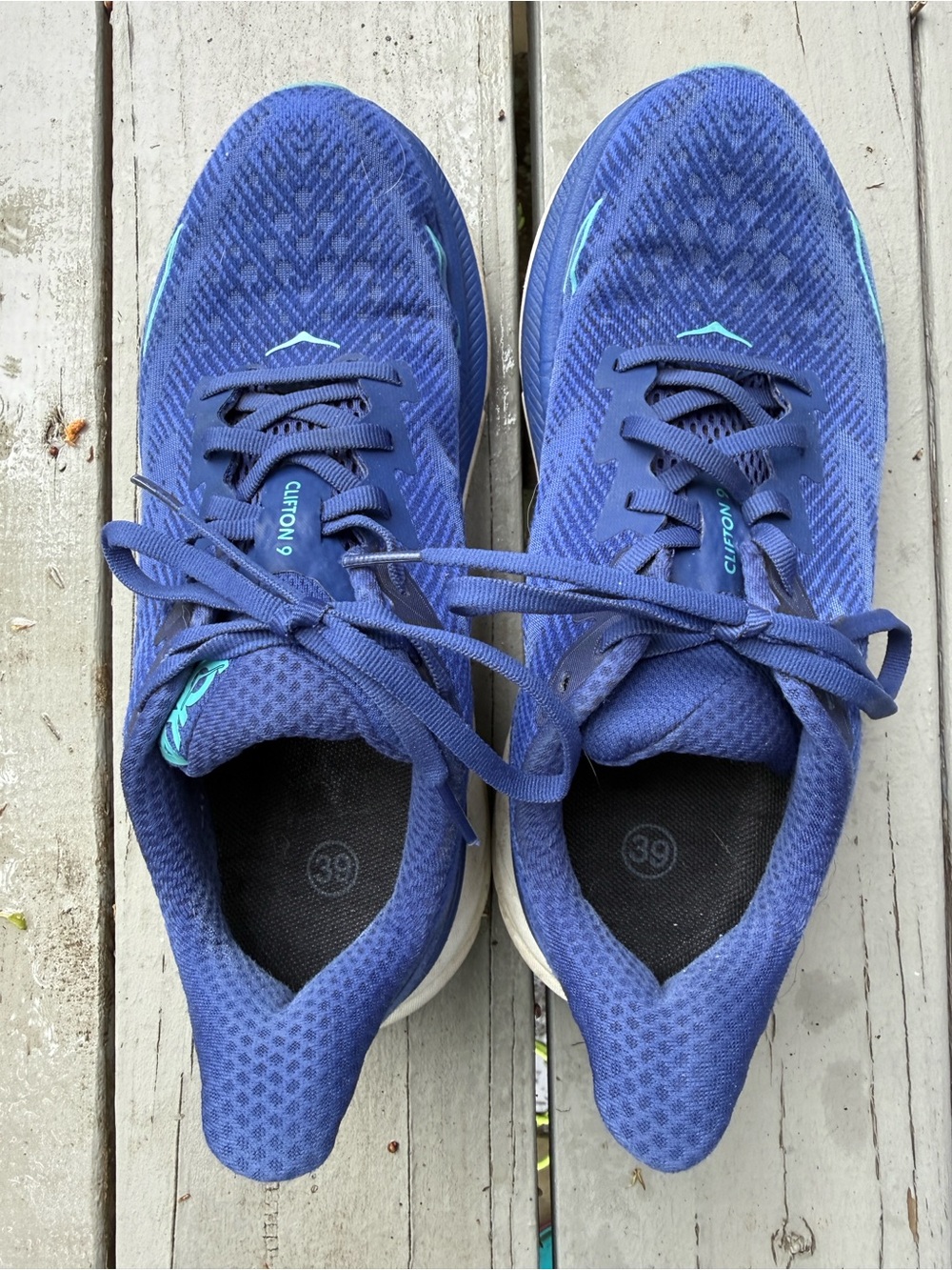 Hoka Clifton 9 Running Shoes - Blue with Teal Accents